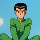 Yusuke Urameshi, the main character of Yu Yu Hakusho, looking confused.